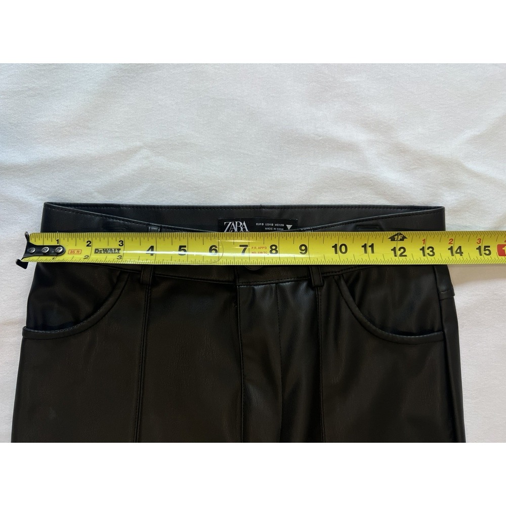 Zara Women's Black Faux Leather High Waisted Ankle Zip Pants Size Small - Picture 7 of 8